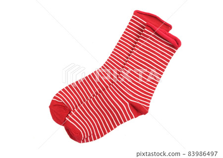red and white stripe socks isolated on white background red and white stripe socks isolated on white background 83986497