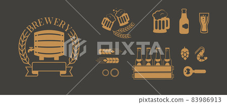 A set of beer and snack icons 83986913
