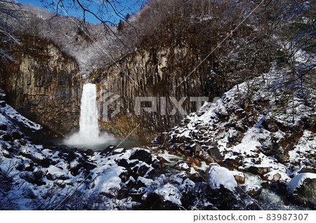 Naena Waterfall where snow begins to pile up 83987307