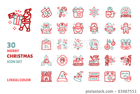 Merry christmas lineal color icon vector... - Stock Illustration ...