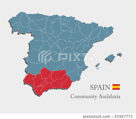 Vector map country Spain, spanish region Andalusia 83987773