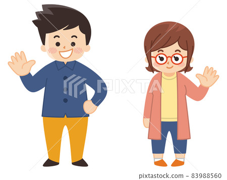 Young men and women in autumn clothes Autumn 83988560