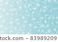 Snow background. Winter snowflakes on blue sky. Christmas background. Falling snow. 83989209