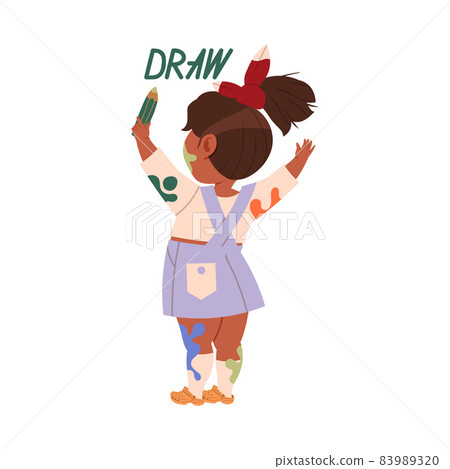 sketch of a girl. cute girl drawing Stock Illustration