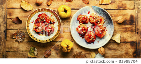 Sweet autumn quince dessert 83989704
