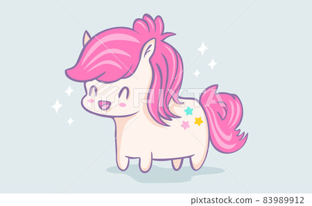 Vector illustration of a cute pony in kawaii style. 83989912