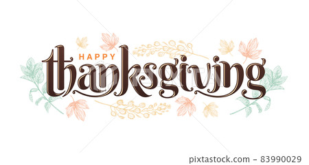 Happy THANKSGIVING lettering fonts with isolated white backgrounds, happy thanksgiving illustration with floral pattern, for greeting cards, invitation, sign and banners. Happy THANKSGIVING lettering fonts with isolated white backgrounds, happy thanksgiving illustration with floral pattern, for greeting cards, invitation, sign and banners. 83990029
