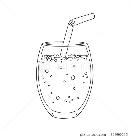 Glass of detox refreshing drink with straw, vector illustration isolated. 83990035