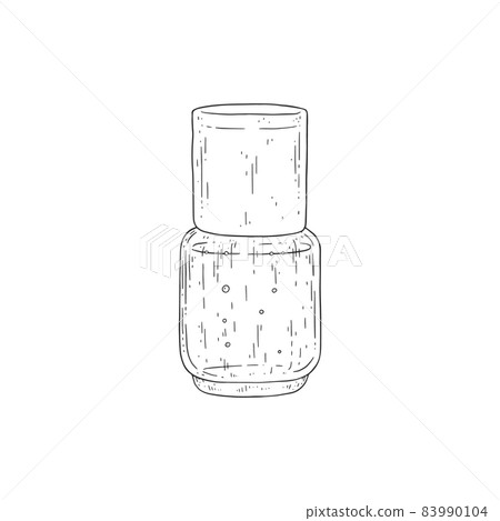 Bottle or jar with cork for essential oil engraving vector illustration isolated. Bottle or jar with cork for essential oil engraving vector illustration isolated. 83990104
