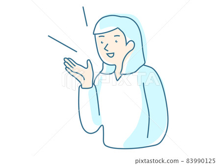 Female to explain Simple line drawing Female to explain Simple line drawing 83990125