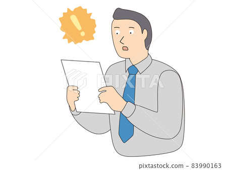 A businessman line drawing surprised by looking at the documents A businessman line drawing surprised by looking at the documents 83990163