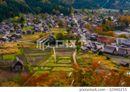 Autumn scenery in and around Shirakawa-go, Shirakawa-mura, Gifu Prefecture 83990255