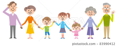 3rd generation family hand-tied illustration 83990412