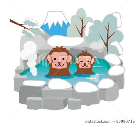 Open-air bath hot spring monkey winter 83990719