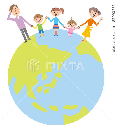 Family of 5 Hand-tied Earth Illustration 83990722