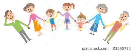 3rd generation family hand-tied illustration 83990733