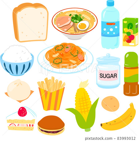 富含糖的食物的插圖集 83993012