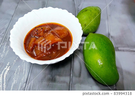 Mango Chutney made with raw mangoes 83994318