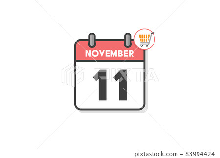 光棍節 - 11 月 11 日日曆與購物車徽章 83994424