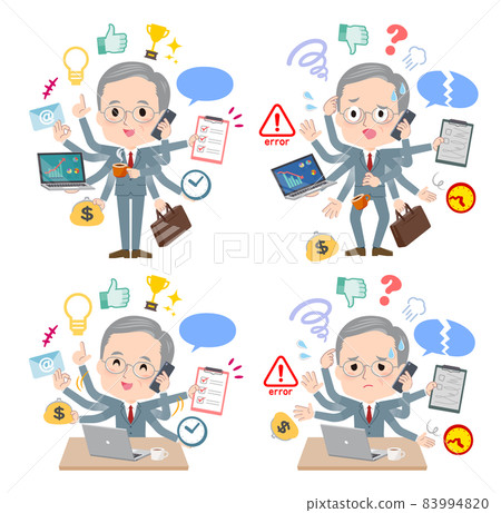 A set of business senior men who multitask in the office 83994820