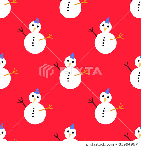 Seamless pattern with christmas Snowman on red... - Stock Illustration ...