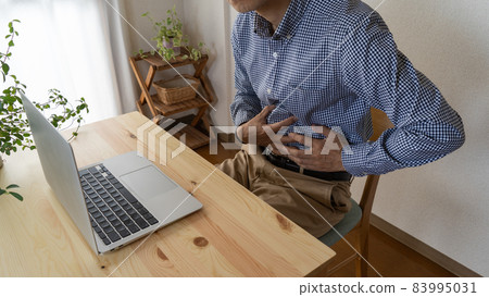 Male image of abdominal pain / stomach pain Male image of abdominal pain / stomach pain 83995031