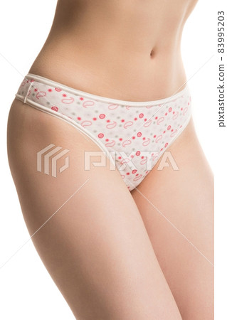 girl in panties, half-length shot on white background 83995203