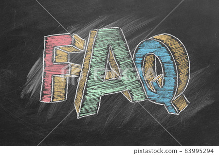 Frequently Asked Questions. Hand drawn text FAQ on blackboard 83995294