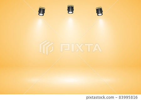 Empty pastel beige studio abstract background with spotlight effect. Product showcase backdrop 83995816