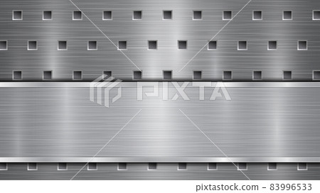 Metal background with holes and a polished plate Metal background with holes and a polished plate 83996533