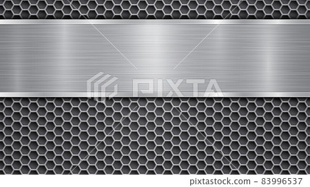 Metal background with holes and a polished plate Metal background with holes and a polished plate 83996537