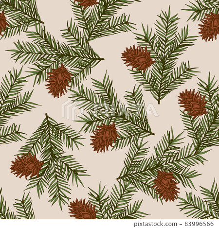 Vintage Christmas seamless pattern with green... - Stock Illustration ...