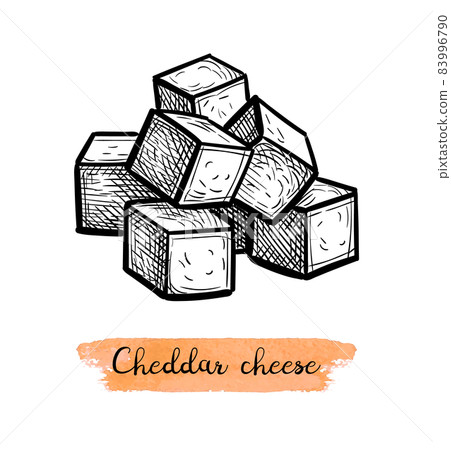Chopped cheddar cheese. - Stock Illustration [83996790] - PIXTA