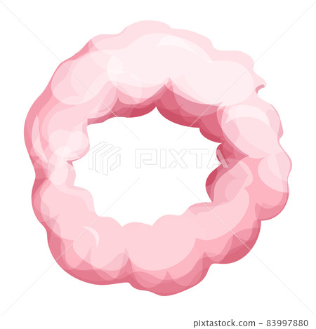 Pink circle cloud, fluffy magic in cartoon style isolated on white background. Smoke, fog cute decoration. Ui game asset. 83997880