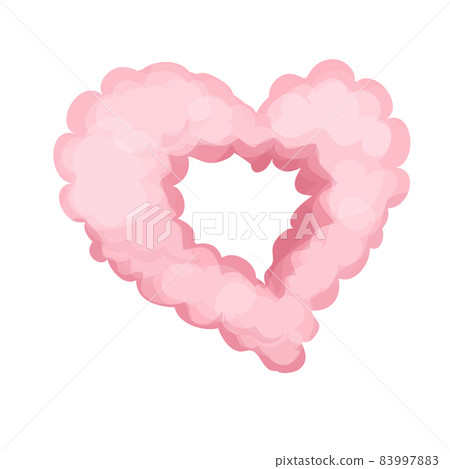 Pink heart cloud, fluffy magic in cartoon style isolated on white background. Smoke, fog cute decoration. Ui game asset. 83997883
