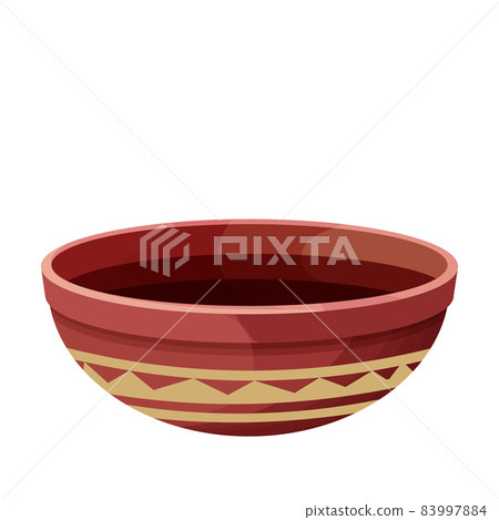 African pot, ceramic vase, craft tribal artifact in cartoon style isolated on white background. Amphora from clay,  83997884