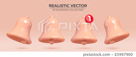 Set of pink bells Icon with new message web chat colors. Set of pink bells Icon with new message web chat colors. 83997900