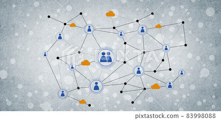 Lines and dots as networking idea drawn on cement background Lines and dots as networking idea drawn on cement background 83998088