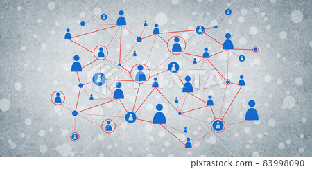 Lines and dots as networking idea drawn on cement background 83998090