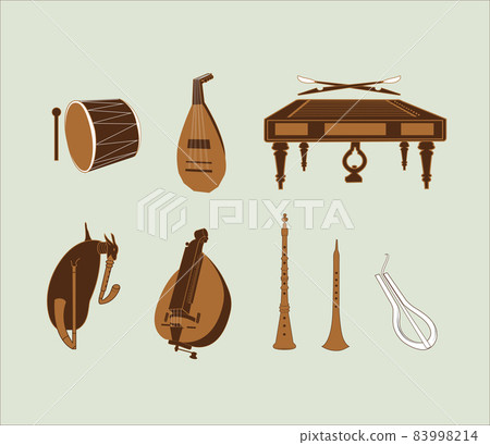 Balkan Hungarian Traditional Folk Instruments vector illustration pack 83998214