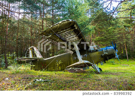 Old abandoned aircraft in the forest Old abandoned aircraft in the forest 83998392