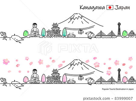春天神奈川縣觀光景點的簡單線條藝術 春天神奈川縣觀光景點的簡單線條藝術 83999007