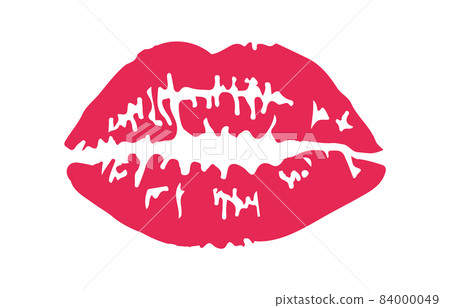 Kiss trail. Lipstick mark, pink mouth romantic lovers, silhouette, vector illustration Kiss trail. Lipstick mark, pink mouth romantic lovers, silhouette, vector illustration 84000049