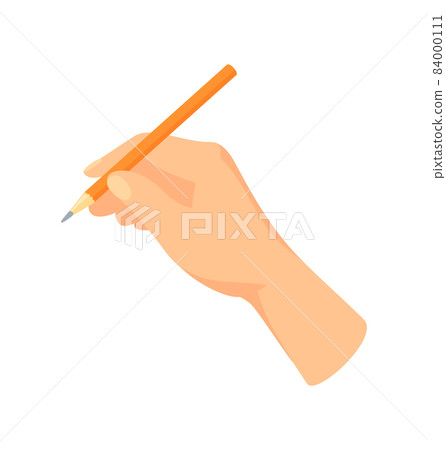 Hand writes in pencil. Artist draws vintage sketch, cartoon vector illustration Hand writes in pencil. Artist draws vintage sketch, cartoon vector illustration 84000111