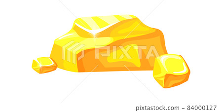 Gold material from mine. Shiny large nuggets, money objects, cartoon vector icon 84000127