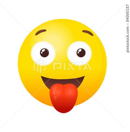 Emoji Stuck Out Tongue. Round fun character for chat, vector illustration Emoji Stuck Out Tongue. Round fun character for chat, vector illustration 84000187