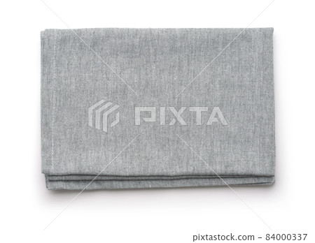 Top view of folded grey cotton napkin Top view of folded grey cotton napkin 84000337