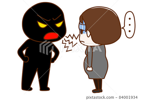 (黑人、影) 被一個人不斷抱怨、閉嘴而變得深藍而沮喪的孕婦 84001934