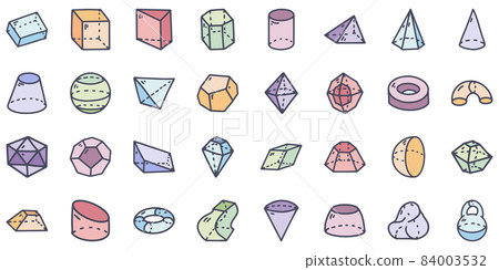Geometric figures color vector doodle simple icon set Geometric figures color vector doodle simple icon set 84003532