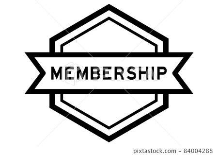 Vintage black color hexagon label banner with word membership on white background Vintage black color hexagon label banner with word membership on white background 84004288
